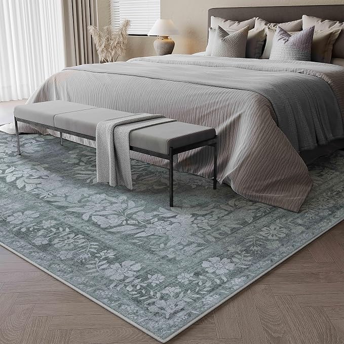 8x10 Area Rug Gray Washable Vintage Distressed Living Room Carpet Large Bedroom - Image 4