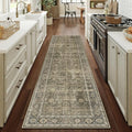 Light Brown 3x7 Vintage Area Rug Hallway Indoor Kitchen Washable Living Room by PureCozy