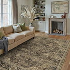 HUGEAR Retro Brown Area Rug 9x12 Machine Washable Living Room Rugs Distressed - Image 3