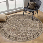 HUGEAR Round Rug 4ft Entryway Rugs Machine Washable Brown Hallway Area Rug 4x4 - Image 4