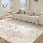 6x9 Washable Area Rug Beige Grey Abstract Living Room Bedroom Throw Rug Neutral by WondRg
