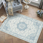 Blue Area Rug 3x5 Washable Vintage Carpet - Image 5