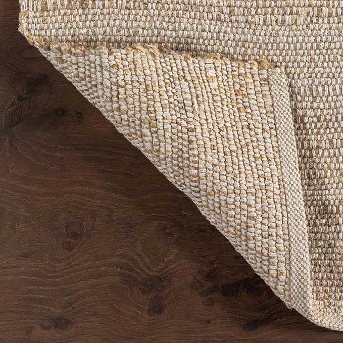 nuLOOM 6x9 Elfriede Jute & Cotton Hand Woven Area Rug, Solid Rustic Farmhouse - Image 5