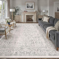 Gray Area Rug 10x14 Machine Washable Large Vintage Living Room Distressed Non by PureCozy