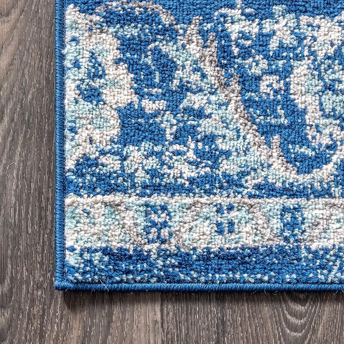 JONATHAN Y Boho Vintage Cream/Blue Indoor Area Rug, Bohemian Flair Medallion - Image 9
