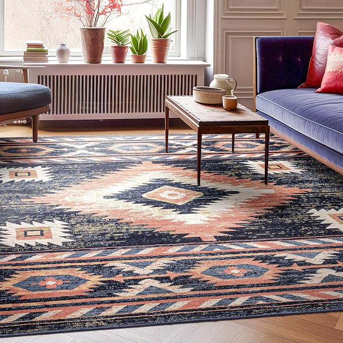 Well Woven Tulsa Lea Blue Traditional Southwestern Tribal 3x5 Area Rug - Image 8
