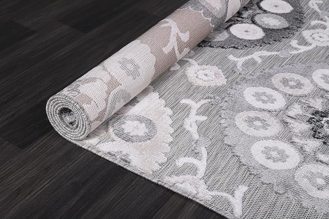 CAMILSON Indoor Outdoor Rug 5x7 Bohemian Medallion Floral Area Rugs - Image 6