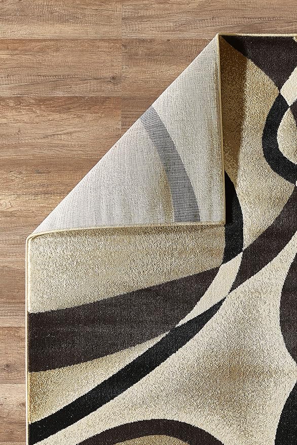 GLORY RUGS Modern Area Rug 5x7 Beige Swirls Carpet Bedroom Living Room - Image 4