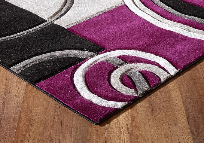 GLORY RUGS Area Rug Modern 2x7 Purple Soft Hand Carved Contemporary Floor Carpet - Image 6