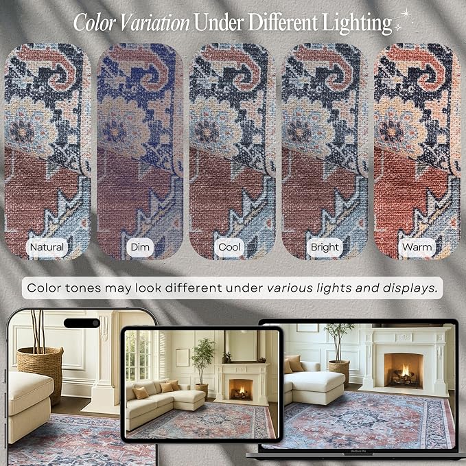 Fame Rugs Turkish Rug. Washable Vintage Oriental Antique Inspired Traditional - Image 4
