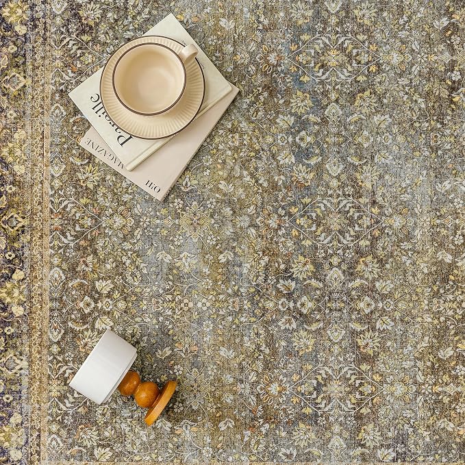 Runner Rug 2x8 Brown Hallway Washable Kitchen Vintage Carpet Non Slip Long - Image 5