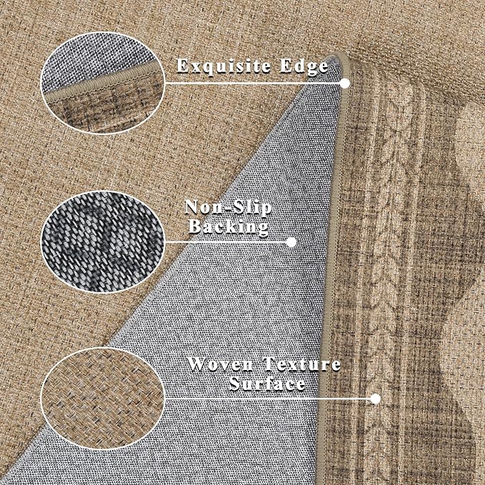 Scalloped Easy Jute Entryway Rug 2x3 Indoor Outdoor Front Door Mat Washable Non - Image 5