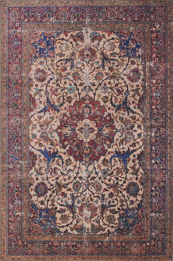 Loloi Loren Collection LQ-11 Sand/Multi 7'-6" x 9'-6" Area Rug by Loloi