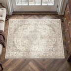 HUGEAR 2x3 Entrance Area Rug Vintage Brown Small Rug Machine Washable Door Mat - Image 3