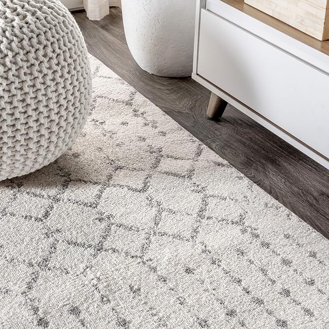 JONATHAN Y Boho Vintage Diamond Cream/Gray Indoor Area Rug 9X12 ft, Moroccan - Image 6