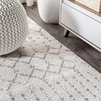 JONATHAN Y Boho Vintage Diamond Cream/Gray Oval Area Rug 6X9 ft, Moroccan Hype - Image 3