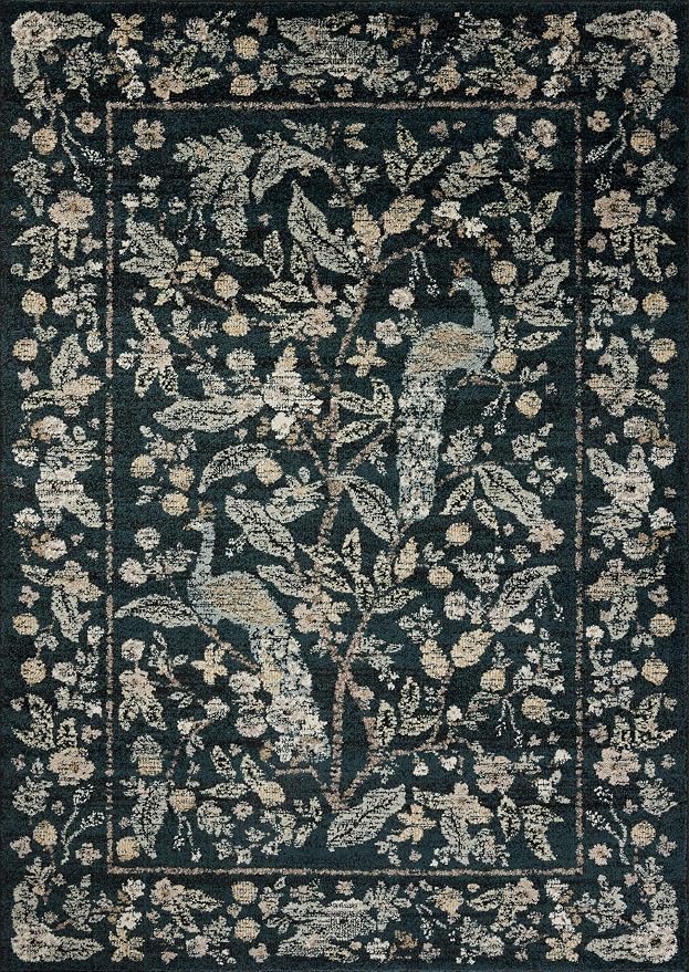 Loloi Rifle Paper Co. Laurel Collection LAU-05 Navy/Multi 2'-8" x 10' Runner Rug - Image 2