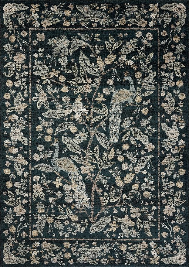 Loloi Rifle Paper Co. Laurel Collection LAU-05 Navy/Multi 2'-8" x 4' Accent Rug - Image 2