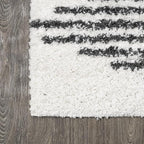 JONATHAN Y Elm Diamond Stripe Shag White/Gray Runner Rug, Contemporary - Image 9