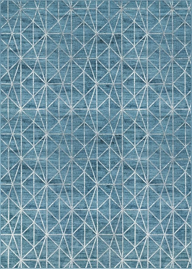 Rugs.com Lattice Trellis Collection Rug – 10' x 14' Blue Low-Pile Rug Perfect - Image 3