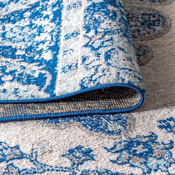 JONATHAN Y Boho Vintage Cream/Blue Indoor Area Rug, Bohemian Flair Medallion - Image 5