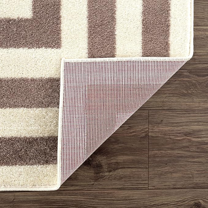 Abani Contemporary Beige & Ivory 4' x 6' Area Rug, Contrasting Geometric Modern - Image 6