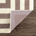 Abani Contemporary Beige & Ivory 4' x 6' Area Rug, Contrasting Geometric Modern - Image 6