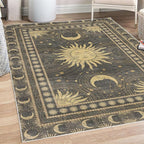 Ambesonne Sun and Moon Decorative Rug, Bohemian Art Design of Crescent Solar - Image 7