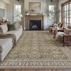 8x10 Brown Area Rug for Living Room Washable Vintage Distressed Carpet Large - Image 4