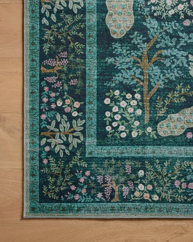 Loloi Rifle Paper Co. Canopy Collection CNP-05 Teal 2'-0" x 3'-0" Accent Rug - Image 4