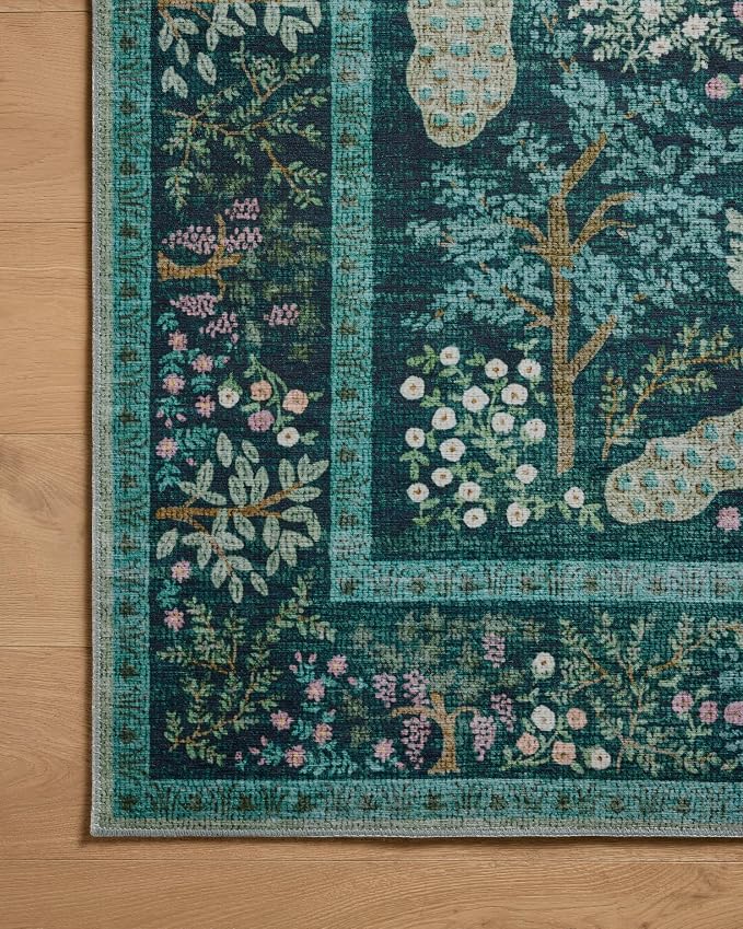 Loloi Rifle Paper Co. Canopy Collection CNP-05 Teal 2'-3" x 5' Accent Rug - Image 4