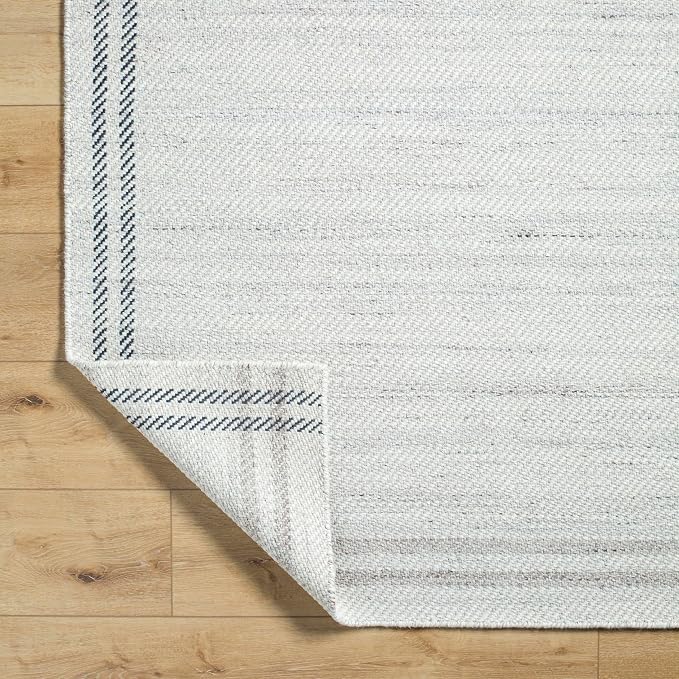 Mark&Day Wool Rugs, 2x8 Janmichael Solid and Border Gray/Ivory Runner Area Rug - Image 4