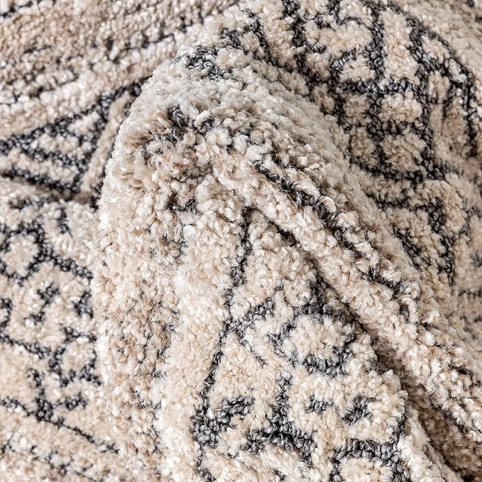 Well Woven Francesca Beige Tribal Geometric Distressed High-Lo Pile Runner Rug - Image 6