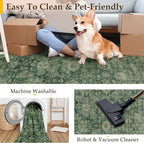 2x3 Washable Area Rug for Entryway Green Vintage Non-Slip Low Pile Distressed - Image 6