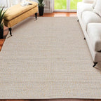 Hand Woven Jute Cotton Area Rug 5'x8' ft Rectangle Natural Farmhouse Rug by SaviHome