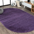 JONATHAN Y Haze Solid Low-Pile Purple 4x6 Oval Indoor Area Rug, Minimalist by JONATHANY