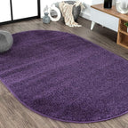 JONATHAN Y Haze Solid Low-Pile Purple 4x6 Oval Indoor Area Rug, Minimalist by JONATHANY
