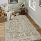 Brown 3x5 Entryway Rug Vintage Area Carpet Indoor Office Washable Door Mat by PureCozy