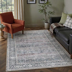 HUGEAR 5x7 Area Rug Purple Machine Washable Rug Vintage Neutral Distressed Mat - Image 3