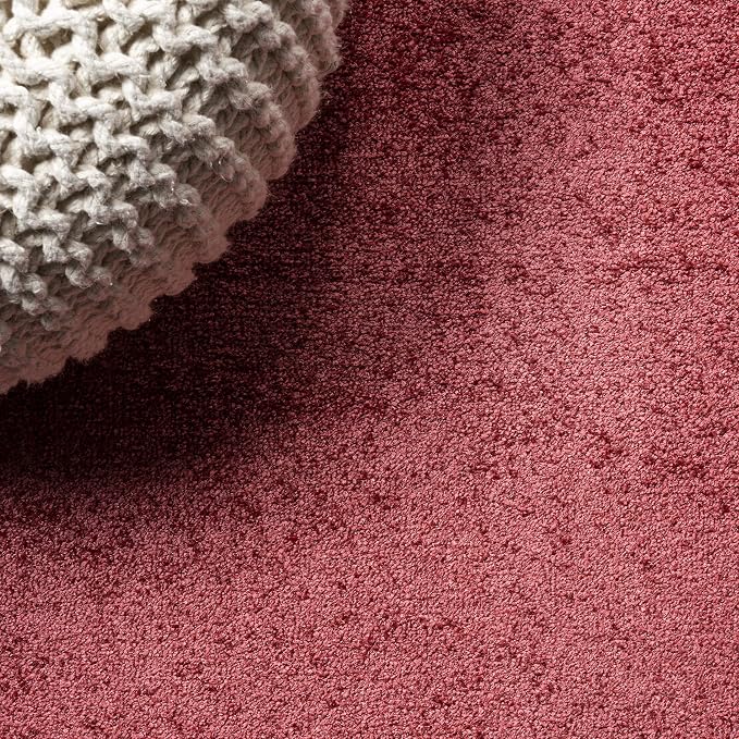 Eyely UES100E-4R Haze Solid Low-Pile Red 4' Round Area Rug, Pet Friendly - Image 6