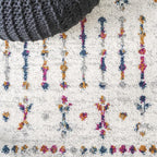 JONATHAN Y Boho Vintage Diamond Cream/Multi Indoor Area Rug 4X6 ft, Moroccan - Image 4