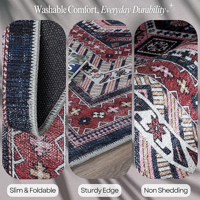 Fame Rugs Turkish Rug. Washable Vintage Oriental Antique Inspired Traditional - Image 3