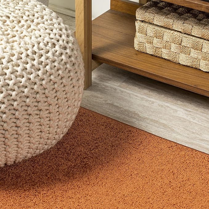 Eyely UES100M-5OV Haze Solid Low-Pile Orange 5 ft. x 8 ft. Oval Area Rug - Image 4