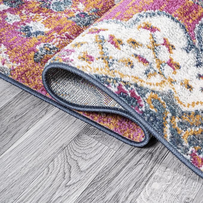 JONATHAN Y Boho Vintage Fuchsia/White Indoor Area Rug, Bohemian Flair Medallion - Image 5