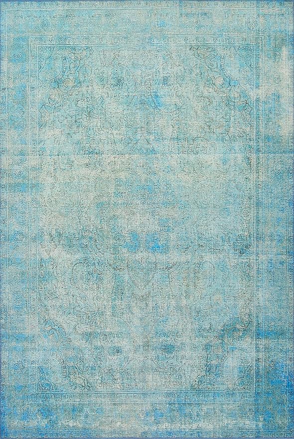 Loloi Loren Collection LQ-08 Aqua 8'-4" x 11'-6" Area Rug by Loloi