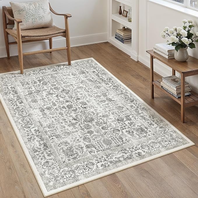 Black Area Rug 3x4 Office Entryway Rug Machine Washable Kitchen Vintage - Image 5