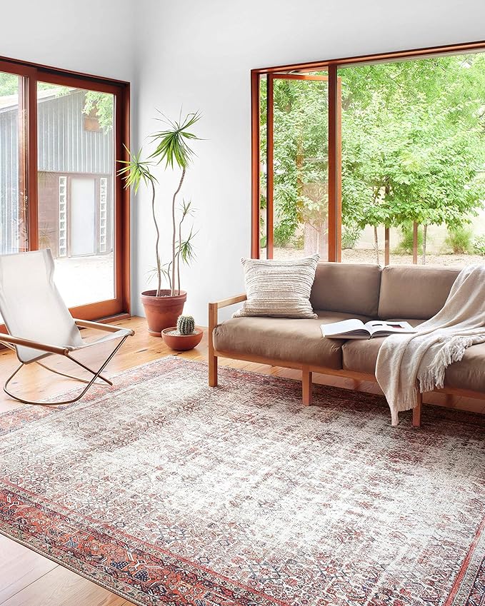 Loloi Layla Collection LAY-12 Ivory/Brick 9'-0" x 12'-0" .13" Thick Area Rug by Loloi