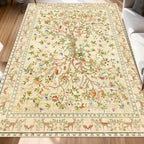 5x7 Area Rugs for Living Room, Machine Washable Non-Slip Carpet, Boho Floral by TANVILL