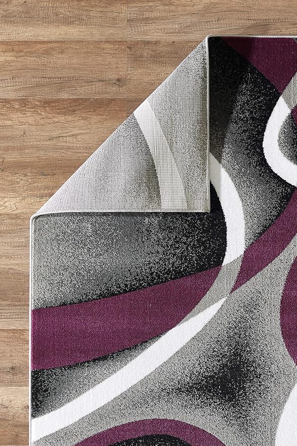 GLORY RUGS Modern Area Rug 8x10 Grey Swirls Carpet Bedroom Living Room - Image 4