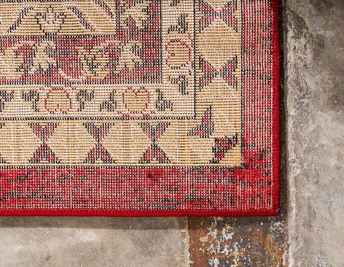 Unique Loom Taftan Collection Border Geometric Tribal Inspired Design Area Rug - Image 9